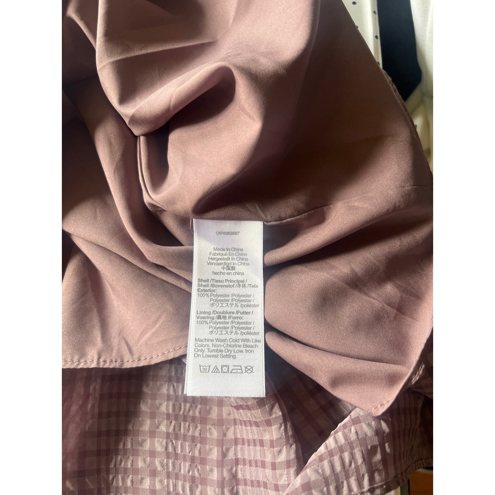 Madewell Dress Womens M Dusty Mauve Plaid Puff Sleeve Tiered Midi MF151 NWT - Picture 4 of 10
